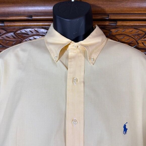 Ralph Lauren Polo Yellow Blue Polo Pony 100% Cotton Classic Fit Button Down - Picture 3 of 10